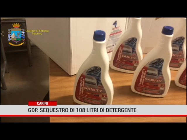 Carini. Gdf : sequestro di 108 litri di detergente venduto come igienizzante