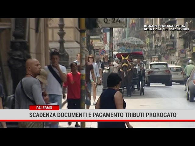 Palermo. Covid19 : proroga documenti in scadenza e pagamento tributi