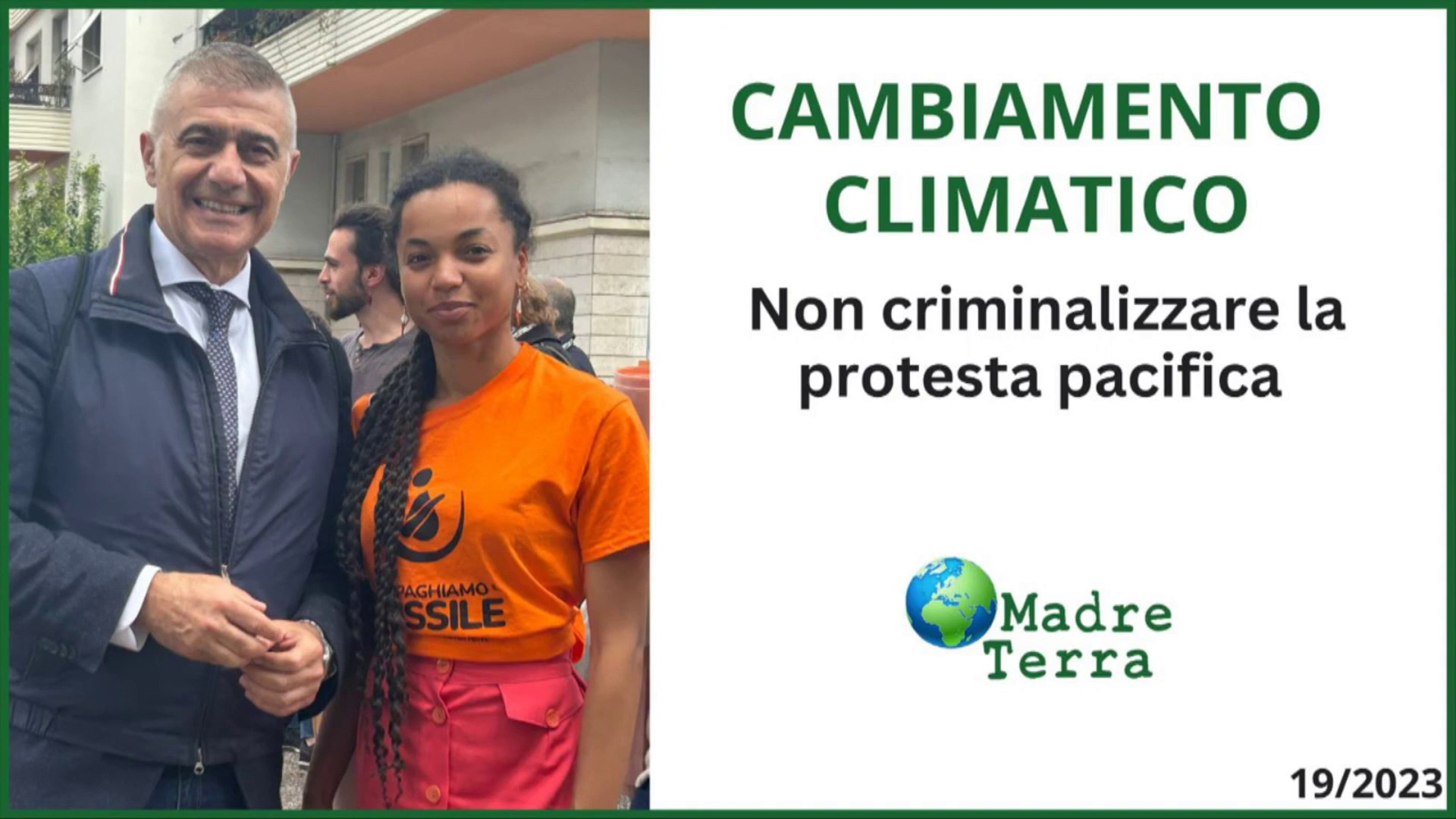 Madre Terra - Clima, non sia criminalizzata la protesta pacifica