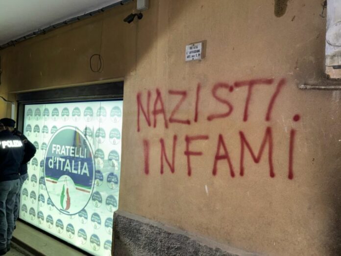 Agrigento, scritte intimidatorie contro la sede di Fdi