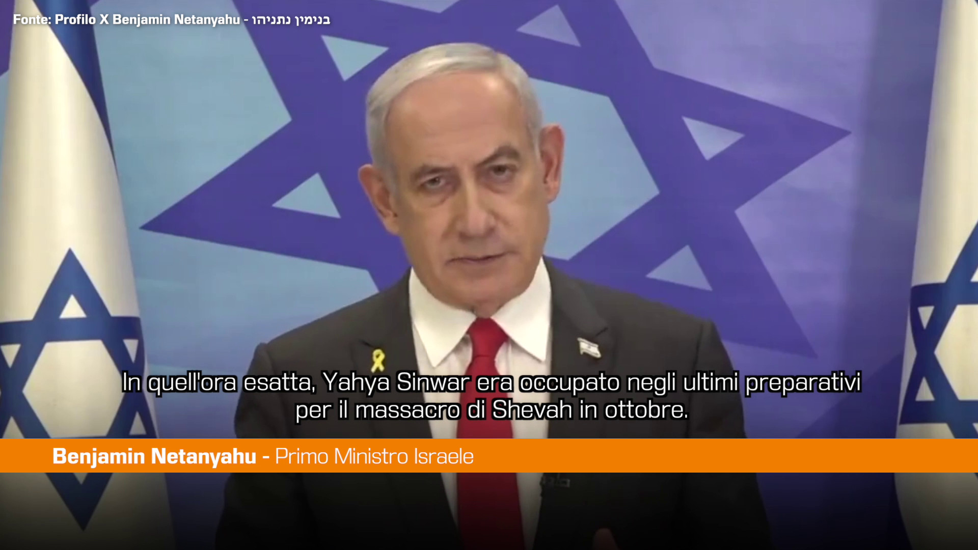 Netanyahu "L'uccisione di Sinwar un duro colpo al male"