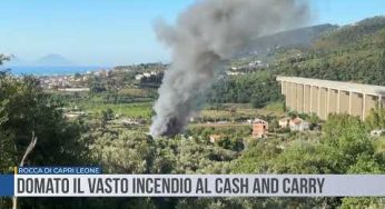 Rocca di Capri Leone. Domato il vasto incendio al Cash and Carry